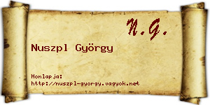 Nuszpl György névjegykártya