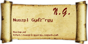 Nuszpl György névjegykártya
